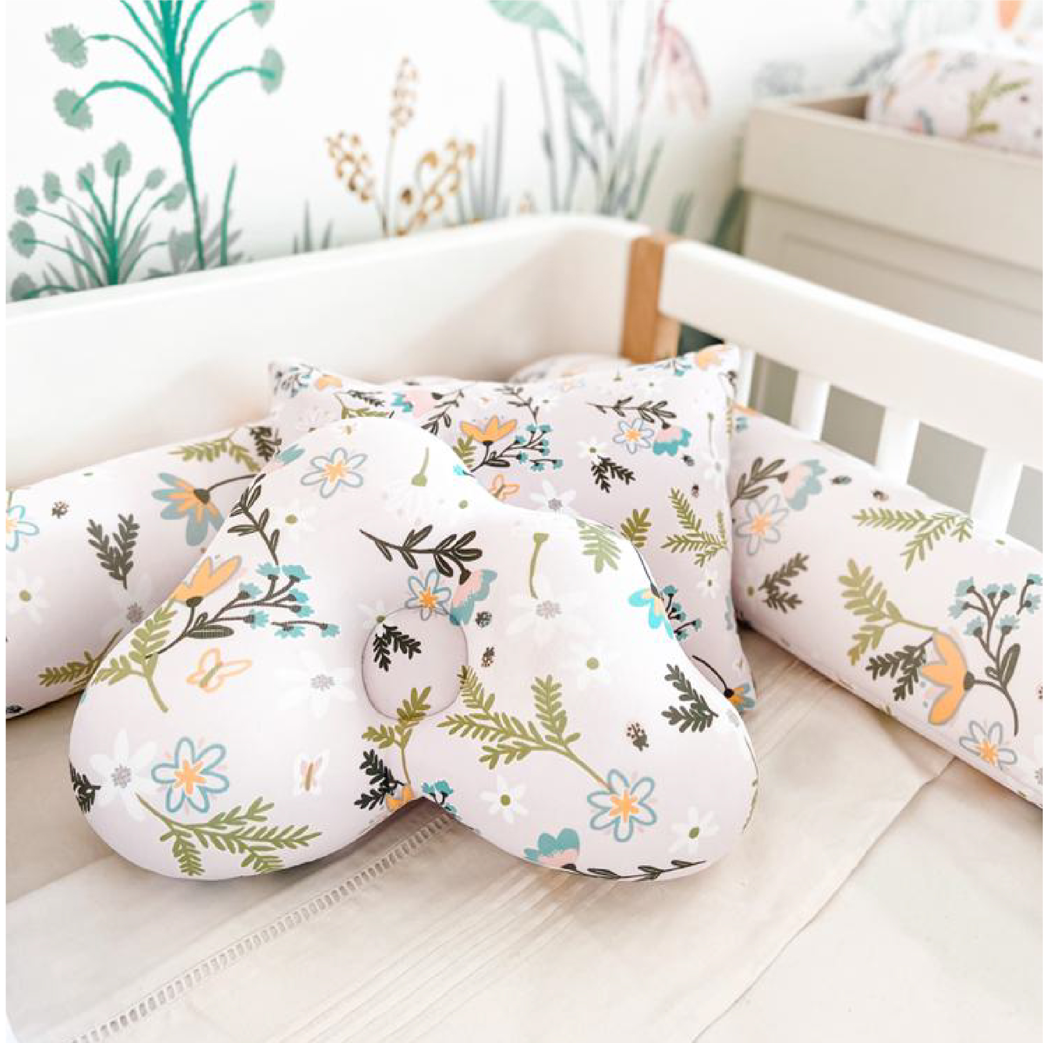 Almohada Bebe Nube Floral - FOM Cojines Almohada Puff